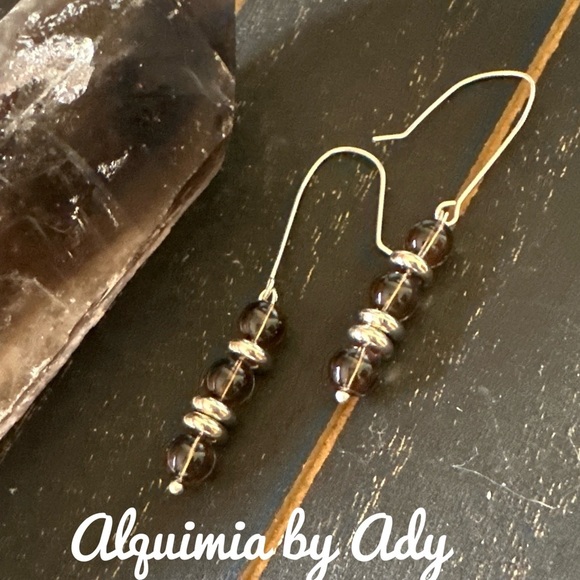 SMOKEY QUARTZ EARRINGS - Picture 1 of 1